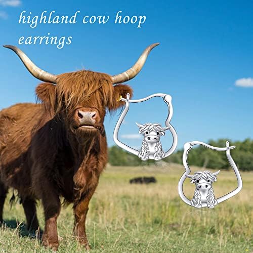 Felföldi Tehén Karika Fülbevaló, Ezüst Highland Tehén Csepp Fülbevaló Ajándék Lányoknak, Nőknek(Ezüst, Arany,Rose Arany)