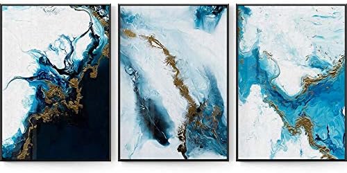 Vászon Festmény, Absztrakt Szín Art (50X70cm)3pcs Nincs Keret Festmény Kék Arany Nappali Hálószoba Egyedi Skandináv Fali Dekoráció
