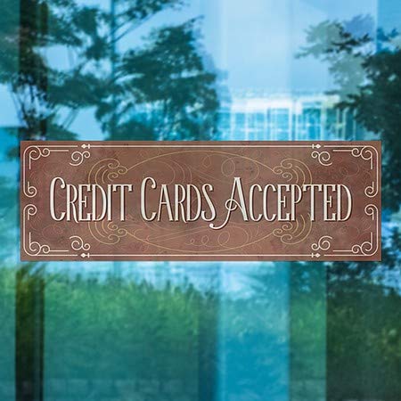 CGSignLab |Elfogadott hitelkártyák -Viktoriánus Kártya Ablak Ragaszkodnak | 36x12