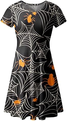 Halloween Dress Női 2023 Tök Koponya Nyomtatás Rövid Ujjú Maxi Ruha Vintage Jelmezek Sleeve Party Ruha