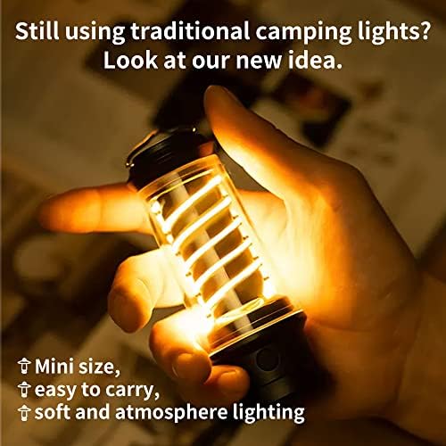 PINSAI 2 Csomag Kis LED Kemping Lámpa,Újratölthető Retro Meleg Tábor Fény,elemes Lóg, Klasszikus Lámpa ,Hordozható Waterpoor Szabadtéri
