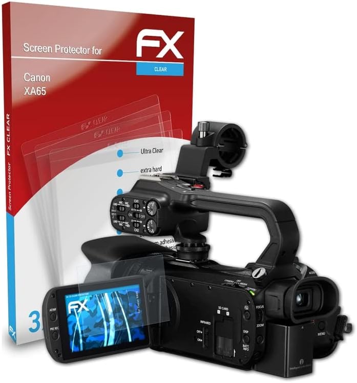 atFoliX Képernyő Védelem Film Kompatibilis Canon XA65 képernyővédő fólia, Ultra-Tiszta FX Védő Fólia (3X)