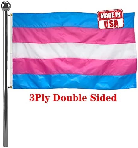 Jayus Hímzés Transznemű Pride Flag 3x5 Kültéri -, nagy teherbírású Nylon Kettős Hal Szál LMBT Szivárvány Büszkeség Zászlók, 2 Bronz Fiatalok