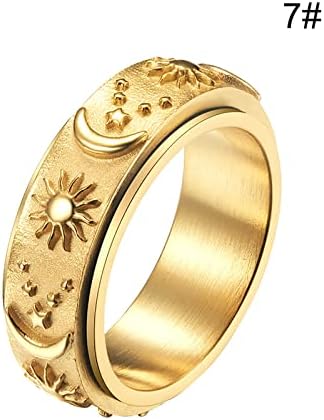 Yistu Gyűrűk Nők Enyhíti Rozsdamentes Csillag, Nap, Hold Forgatható gyűrű Gyűrű Gyűrű Szorongás Kötelezettségvállalás Eljegyzési