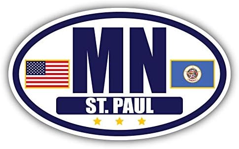 Zászló Minnesota/Amerikai Zászló Ovális 3M Vinyl Matrica Matrica | Navy & Arany St. Paul, MN Matrica Vinyl Matrica