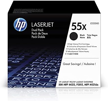 HP 55X Fekete Nagy kapacitású festékkazetták (2 csomag) | Dolgozik, a HP LaserJet Enterprise 500 M525 többfunkciósnyomtató-Sorozat,