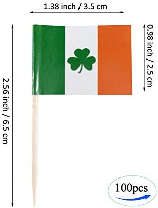 JBCD Írország Shamrock Fogpiszkáló Lobogó Ír Mini Kis Cupcake Topper Zászlók (100 db)