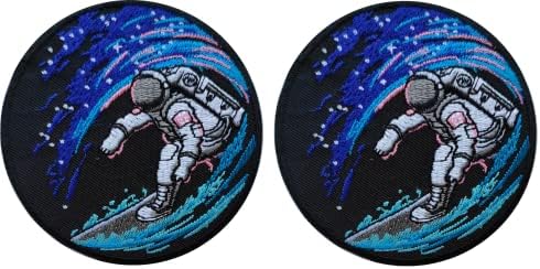 2 db Space Szörfözés Űrhajós Patch - Király Tér Szörfös Foltok - Hímzett Vasalót/Varrjuk Fel a Hátizsákot, Kalap, Kabát, Kapucnis