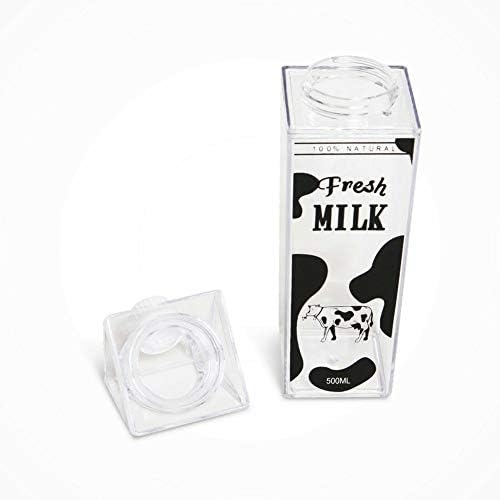 FveBzem 17Oz 500ml Tej Karton Víz Üveg Tisztító Kefe BPA Mentes Újrafelhasználható tejesdoboz Alakú Üveg Vizet Szivárgásmentes