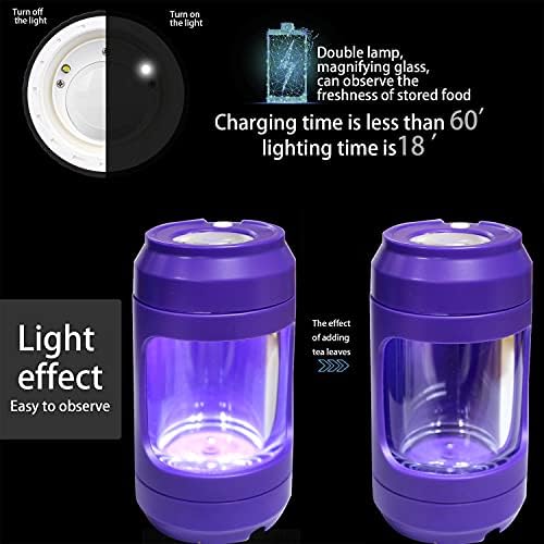 Ragyogás Jar LED-es Tároló Edényt a Daráló Nagyító Üveg a Fény, 8x-os Nagyító Fedél, világít Nagyító Megtekintése Jar Tárolás, valamint