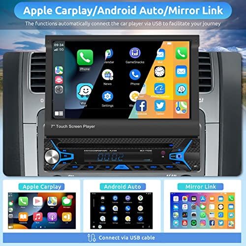 Motoros Érintőképernyős Egységes Din DVD Autó Hifi suppot Apple Carplay Android Auto autórádió 7 Képernyő Tükör Link 1 Din Raio Bluetooth FM/AM/RDS