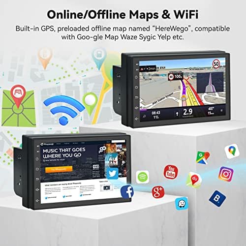 Vezeték nélküli Carplay Android Auto Android Dupla Din autórádió GPS Navi AHD Biztonsági Kamera,podofo 7 hüvelykes érintőképernyő,