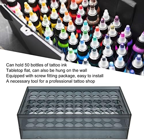 Azusumi Tetoválás Üveg Rack Fali Tetoválás Pigment Szervező 50 Lyukak Tetoválás Üveg Állvány Falra Szerelt PC-Fekete Anti Esik Tetoválás