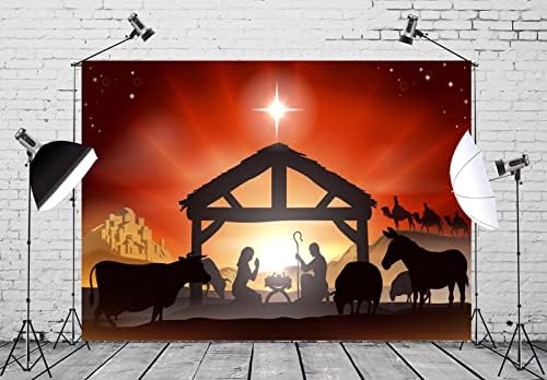 BELECO 10x8ft Szövet Karácsonyi Betlehemes Háttérben a Szent Estén Három Királyok Jézus Születése Betlehemes Jászol-Jelenet Sziluett