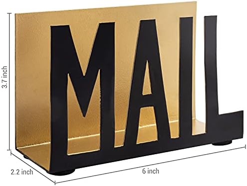 MyGift Fém Asztali Mail Jogosultja | Irodai Íróasztal Levelet Sorter Szervező Mail Kivágott Design, Fekete, Arany