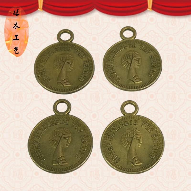 QianKao 金属工艺品DIY饰品吊坠 1.5 CM美人头铜钱风水钱币 带钩铜钱(金色直径2.5cm 200个每包)
