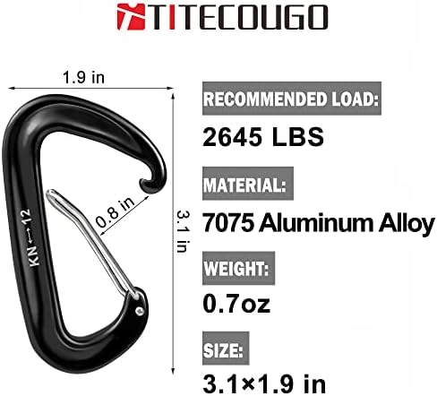 TITECOUGO 12KN (2697 lbs), nagy teherbírású, Könnyű, Karabiner Klipek Tökéletes Felszerelés (1,2,4,5 Csomag)