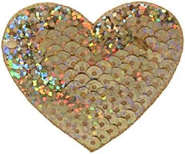 Arany - Valentine 2 Inch Sequin Szív Hímzett Vasalót Javítás
