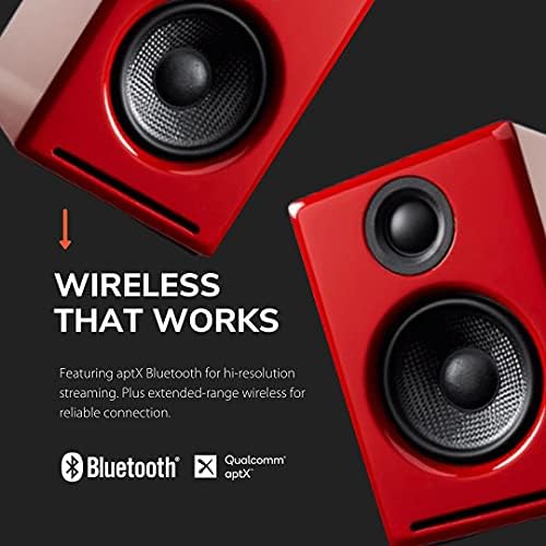 Audioengine A2+ Plus Motoros Bluetooth-Hangszórók, valamint DS1 Asztali Hangszóró Áll Csomag (Piros)