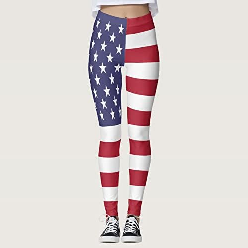 RUIRUILICO Női július 4. Edzés Leggings Hazafias USA Zászló 3D-s Nyomatok Sport Fitness terem Jóga Has Ellenőrzési Leggings