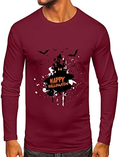 ZDDO Halloween Mens pólók, Férfi Boldog Halloween Kísértetjárta Házban a Nyomtatás Hosszú Ujjú Vicces Grafikus Slim Fit