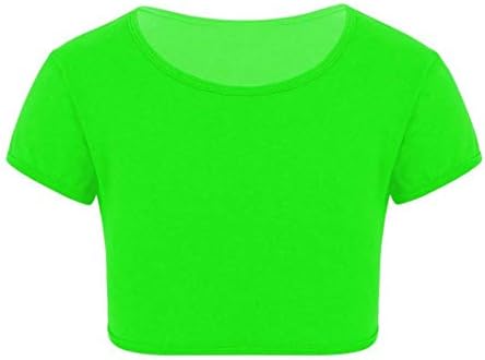 Loxdonz Lányok Alapvető Tánc Crop Top Gyerekek Egyszerű, Rövid Ujjú Termés T-Shirt Póló Felső