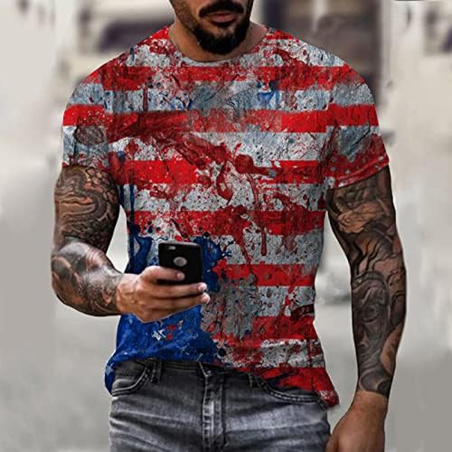 Férfi Amerikai Zászlós póló 2023 Nyáron, július 4-én Hazafias Ing Sleeve Rövid Ujjú 3D Grafikus Alkalmi Tee Maximum