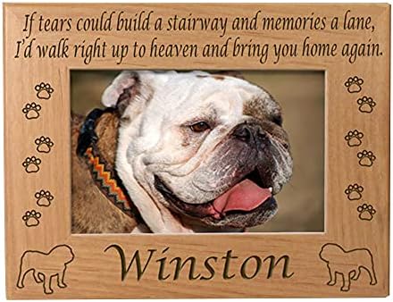 Angol Bulldog Emlékmű Ajándék a Személyre szabott Pet Nevét. Minden Fa Képkeret Vésett, Ha Könnyek Idézet kutya Mancsai