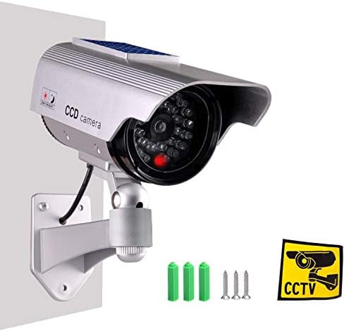 ISEEUSEE Dummy Hamis Biztonsági Kamera, Napelemes Hamis Biztonsági Kamera Vaku LED Bábu a Golyó Szimulált CCTV Kamera,Beltéri Kültéri