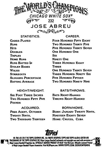 2017 Allen Ginter 232 Jose Abreu Chicago White Sox Baseball Kártya