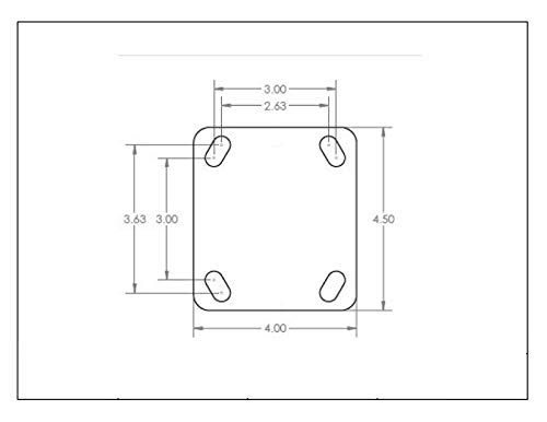 4x2 Merev Görgő a Poliuretán Kerék-4x4-1/2 szerelőlap
