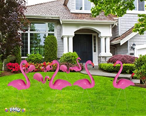 PMU Flamingo Család Öt Udvaron Kerti Díszek Készlet (5 db/pkg) Pkg/1 ((1) 58765, (3) 73012)