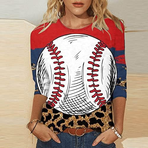 Női T-Shirt Maximum Divat 3/4-Es Ujjú O-Nyak Baseball Nyomtatás Anya Ing Laza Alkalmi Tunika Blúz anyák napjára