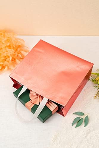 MEJOY 12-Pack Rose Gold Ajándék táska Szett, Fényes Újrafelhasználható Bevásárló szatyor, Táska a Fogantyú A Születésnapját,