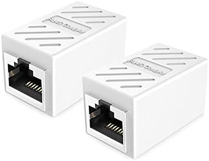 PLUSPOE RJ45 Hálózati Csatoló, 2 Csomag Ethernet Sorban LAN Csatlakozó Dugók a Cat5 Cat5e Cat6e Cat7 Extender Kábel Női (Fehér)