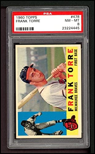 1960 Topps 478 Frank Torre Milwaukee Bátrabbak (Baseball Kártya) PSA a PSA 8.00 Bátrabbak