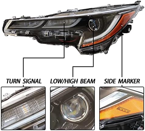HWLMPS Fényszórók Közgyűlés Kompatibilis 2020 2021 2022 Toyota Corolla L/LE,Frissítés Teljes Led-Fényszórók W/Drl Led&Amber Reflektor,Bal+Jobb
