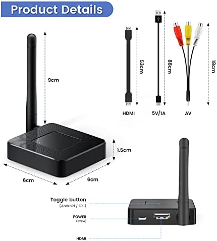 HPDFCU Vezeték nélküli HDMI Adapter Adapter, Támogatja a 4K/60Hz, Támogatása 2.4/5GHz Játékos Streaming DLNA Továbbítja Video/Audio
