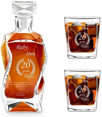 Maverton Whiskys üveget, 2 szemüveg párok számára - Személyre szabott ital adagoló - Whisky kancsó - esküvő - személyre Szabott kiegészítő