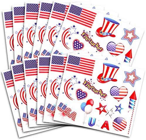 Hazafias Amerikai Zászló Matricák, Tetoválás, Party kellék Csomag (Több mint 100 USA Ideiglenes Tetoválás 300 Amerikai Matricák, július