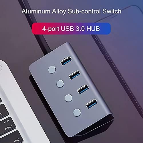 NIZYH Al-vezérlő Kapcsoló 4-Port USB 3.0 HUB Alumínium Gégecső 5Gbps Multi USB Elosztó Asztali Laptop