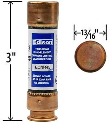 Edison Biztosíték ECNR45 Bussman ECNR-45 Késleltetés Biztosíték 45 Amp 250V RK5 Dual Element, Színes