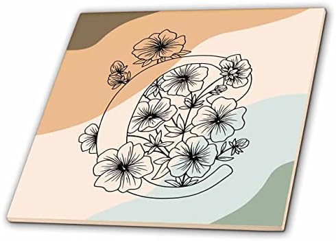 3dRose C Monogram Kezdeti Virágok Vázlat Bohém Mintás Háttér - Csempe (ct-371111-6)