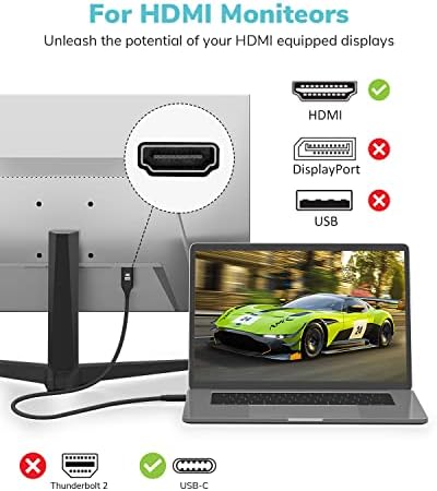 USB-C-HDMI Kábel 6Ft 4K@60Hz, High-Speed USB C Típusú HDMI-Kábel a Home Office, [Thunderbolt 3 Kompatibilis] MacBook Pro/Levegő 2020-ra,
