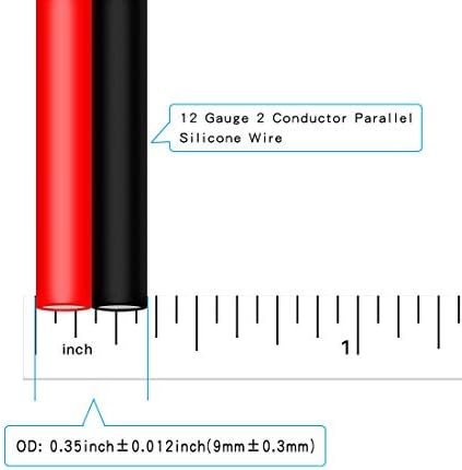 BNTECHGO 12-es Rugalmas 2 Kalauz Párhuzamos Szilikon Vezeték Spool Piros Fekete Magas Ellenálló 200 deg C 600V az egyszínű LED Szalag