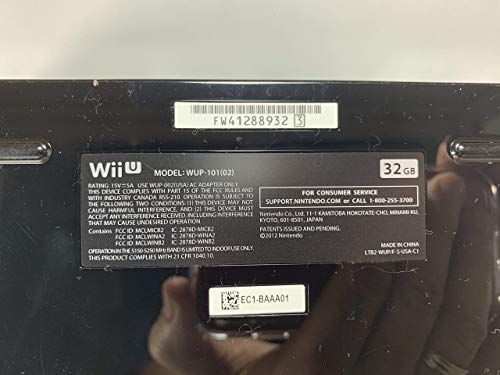 Csere Hivatalos Hiteles Nintendo Wii U Konzolt [Fekete] [Nintendo Wii] (Felújított)