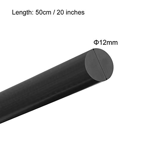 uxcell Műanyag Kerek Rod 1/2 hüvelyk Dia 20 hüvelyk Hosszúságú Fekete (POM) Polyoxymethylene Rudak Műszaki Műanyag Kerek Bar(12mm)