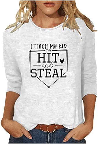 Női Nyári Baseball Anya póló Trendi Ünnep Grafikus Nyomtatott 3/4-Es Ujjú Felsők Alkalmi Laza Legénység Nyak Alapvető Tee