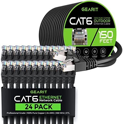 GearIT 24Pack 0.5 ft Cat6 Ethernet Kábel & 150ft Cat6 Kábel