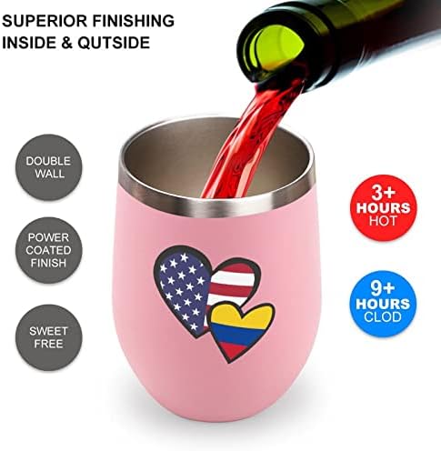 Összefonódó Szívek Amerikai Kolumbia Zászló Üveg Csésze Fedő Szigetelt Rozsdamentes Acél Dobon duplafalú Irodai Otthoni Csésze